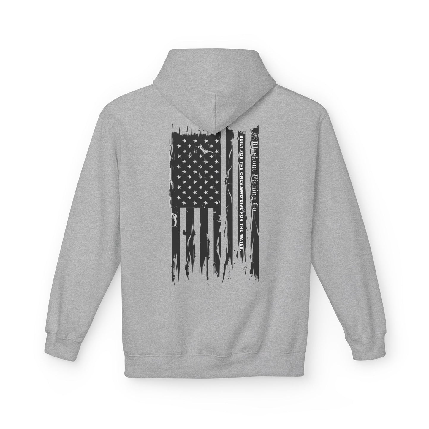 American Flag Fishing Hoodie – Distressed Patriotic Bass & Saltwater Angler Sweatshirt