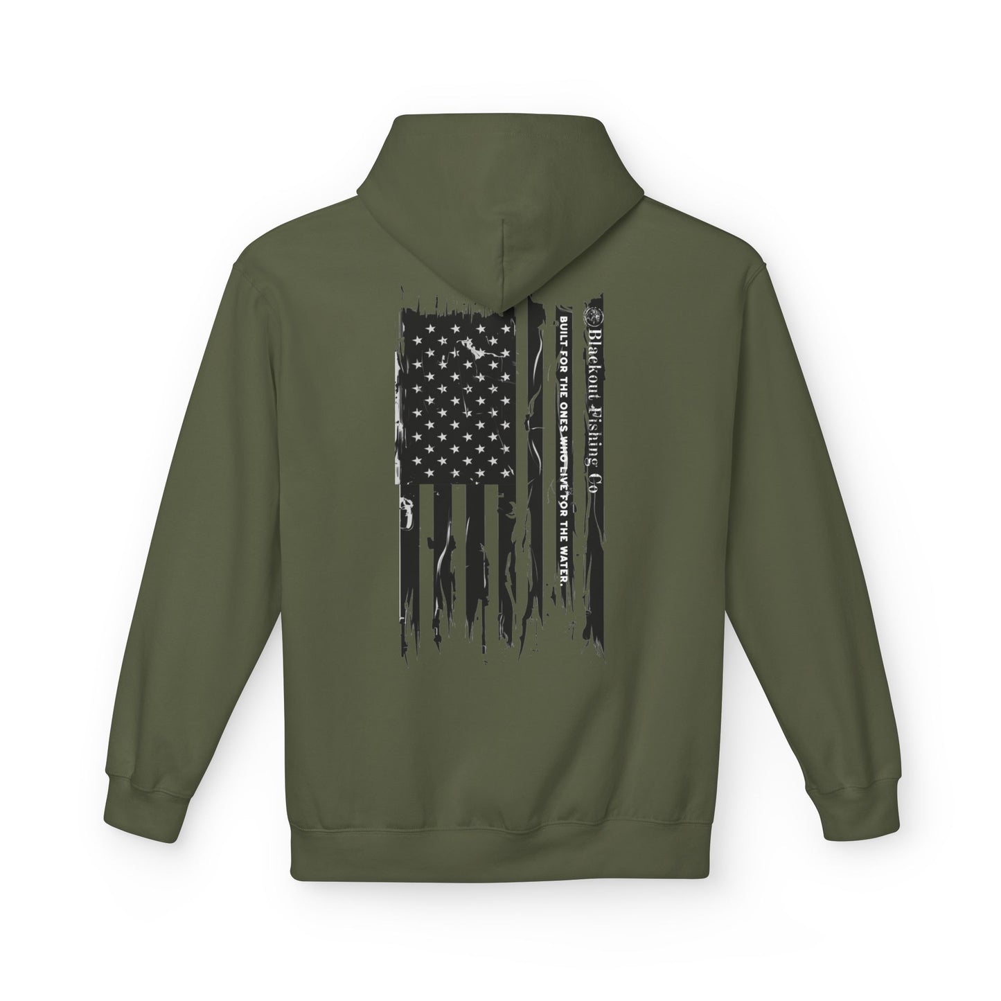 American Flag Fishing Hoodie – Distressed Patriotic Bass & Saltwater Angler Sweatshirt