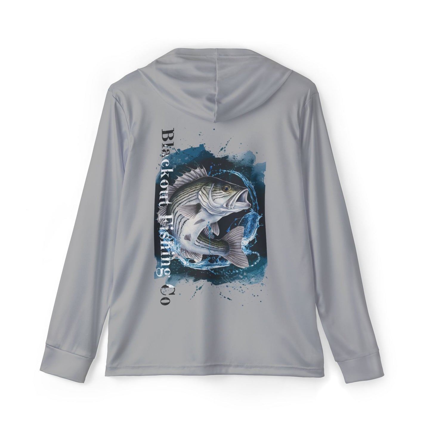 Striped Bass Fishing Sun Hoodie -  Performance Hoodie Grey