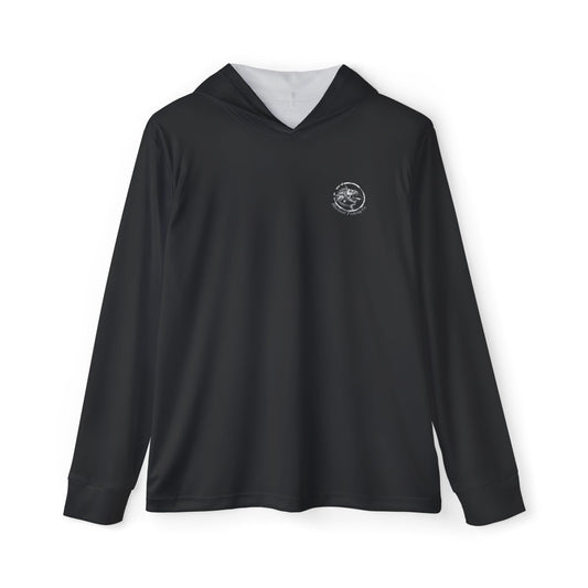 Men's Performance Hoodie (Black) - UPF 50 Sun Protection with Skull & Foliage Back Graphic