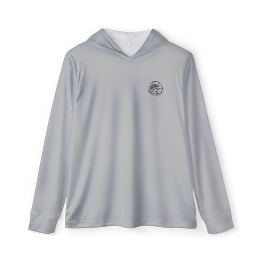 Men's Performance Hoodie (Grey) - UPF 50 Sun Protection with Skull & Foliage Back Graphic