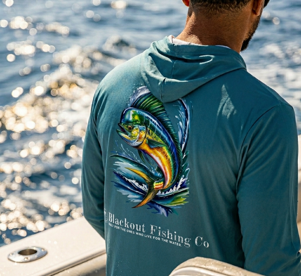 Mahi-Mahi Sun Fishing Hoodie  Lightweight Men's Warmup Hooded Shirt