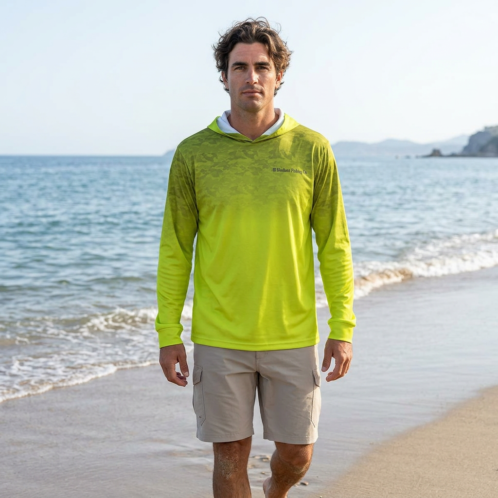 Yellow Camo Fishing Sun Hoodie - Men's Sports Warmup