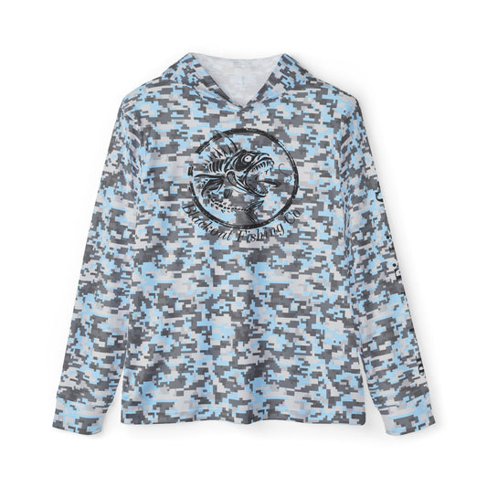 Men's Performance Fishing Hoodie — UPF 50 Quick-Dry Camo with Fish Emblem