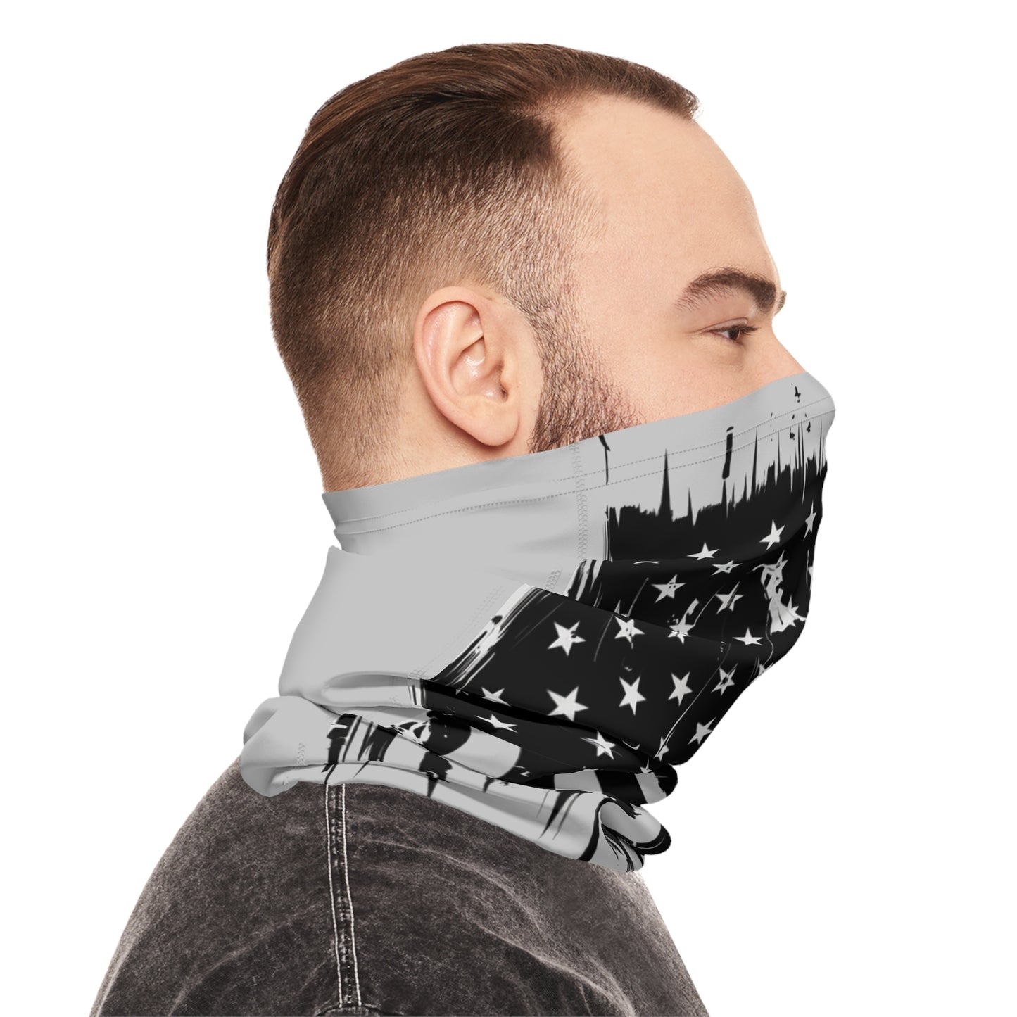 American Flag Neck Gaiter (Grey) -- "Built for the Ones Who Live for the Water"