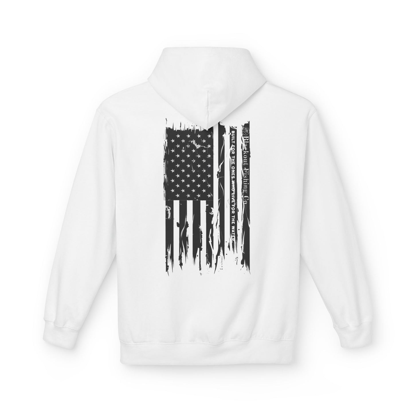 American Flag Fishing Hoodie – Distressed Patriotic Bass & Saltwater Angler Sweatshirt